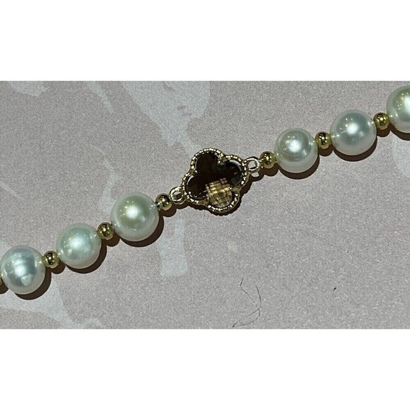 VTG Genuine Fresh Water Pearl Strand Bracelet Smokey Quartz Gold Tone Mob Wife - Picture 3 of 8